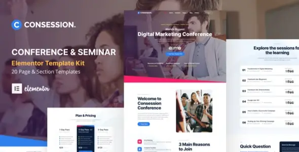 Consession - Conference & Seminar Elementor Template Kit Consession - Conference & Seminar Elementor Template Kit